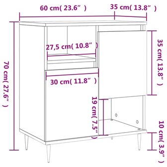 Dressoir 60x35x70 cm bewerkt hout zwart 8720845874087 12