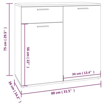 Dressoir 80x36x75 cm bewerkt hout gerookt eikenkleurig 8720286932902 9