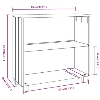 Dressoir HAMAR 85x35x80 cm massief grenenhout lichtgrijs 8720286818497 7