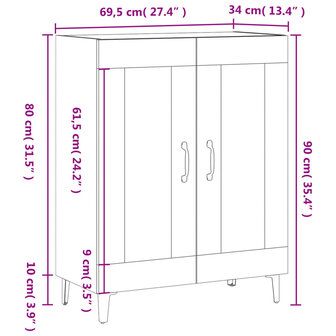 Dressoir 69,5x34x90 cm bewerkt hout zwart 8720845846664 12