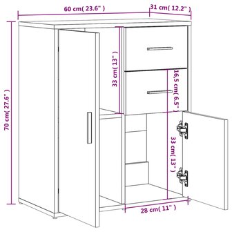 Dressoir 60x31x70 cm bewerkt hout gerookt eikenkleurig 8721012493841 11