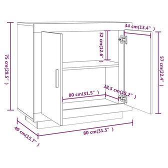 Dressoir 80x40x75 cm bewerkt hout zwart 8720286966259 9