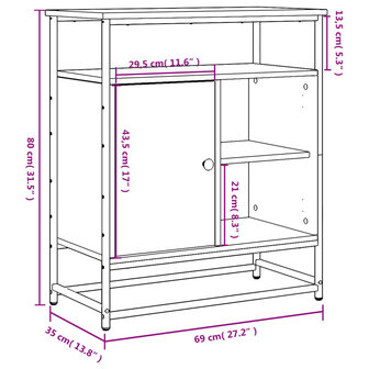 Dressoir 69x35x80 cm bewerkt hout sonoma eikenkleurig 8721012127067 11