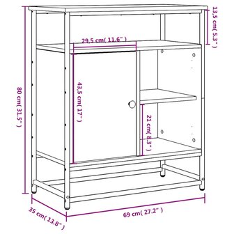 Dressoir 69x35x80 cm bewerkt hout gerookt eikenkleurig 8721012127074 11