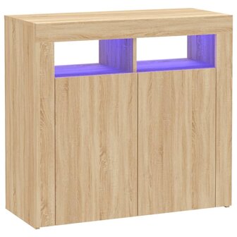 Dressoir met LED-verlichting 80x35x75 cm sonoma eikenkleurig 8720286217412 2