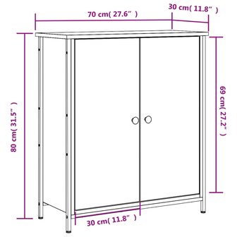 Dressoir 70x30x80 cm bewerkt hout grijs sonoma 8721012126985 11