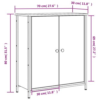 Dressoir 70x30x80 cm bewerkt hout zwart 8721012126954 11