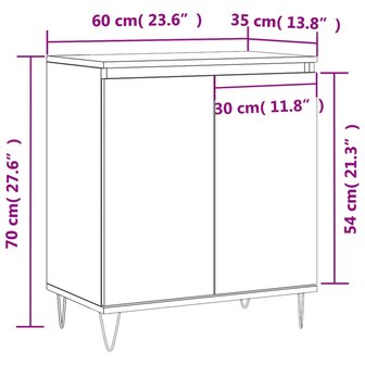 Dressoir 60x35x70 cm bewerkt hout betongrijs 8720845439200 11