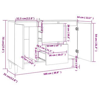 Dressoir 103,5x35x70 cm bewerkt hout betongrijs 8720286359167 7