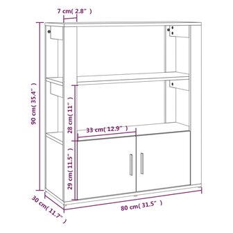 Dressoir 80x30x90 cm bewerkt hout gerookt eikenkleurig 8720287223610 10