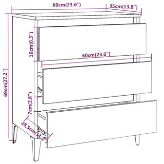 Dressoir 60x35x69 cm bewerkt hout gerookt eikenkleurig 8720286955741 8