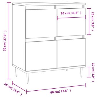 Dressoir 60x35x70 cm bewerkt hout gerookt eikenkleurig 8720845874360 11