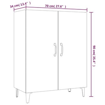 Dressoir 70x34x90 cm bewerkt hout grijs sonoma eikenkleurig 8720286973417 8