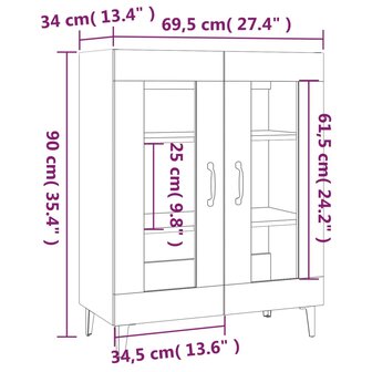 Dressoir 69,5x34x90 cm bewerkt hout bruin eikenkleur 8720287084877 9