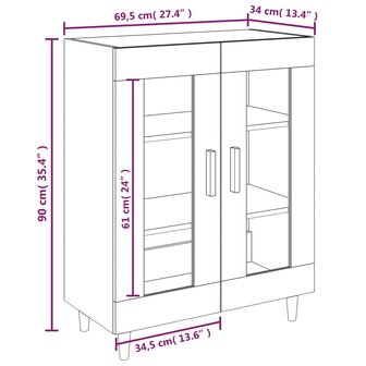 Dressoir 69,5x34x90 cm bewerkt hout hoogglans wit 8720287079965 8