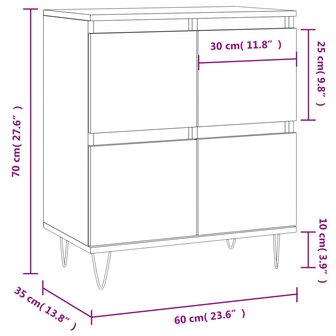 Dressoir 60x30x75 cm bewerkt hout grijs sonoma eikenkleurig 8720845874452 11