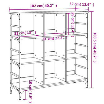 Dressoir 102x32x103,5 cm bewerkt hout gerookt eikenkleurig 8721012195110 9