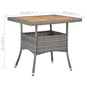 Tuintafel poly rattan en massief acaciahout grijs 8719883727226 5