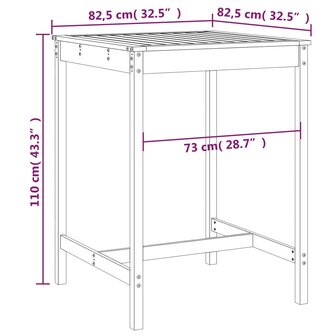 Tuintafel 82,5x82,5x110 cm massief grenenhout wit 8720845691974 7