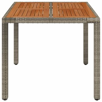 Tuintafel met houten blad 90x90x75 cm poly rattan grijs 8720845679606 3