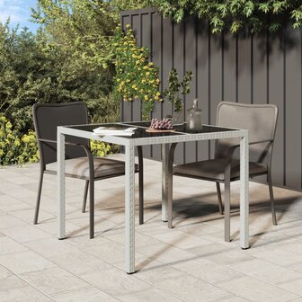 Tuintafel 90x90x75 cm gehard glas en poly rattan wit 8720286666388 1