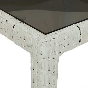 Tuintafel 90x90x75 cm gehard glas en poly rattan wit 8720286666388 5