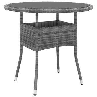 Tuintafel &Oslash;80x75 cm gehard glas en poly rattan grijs 8720286089835 1