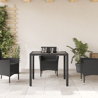 Tuintafel met glazen blad 90x90x75 cm poly rattan 8721012264519 3