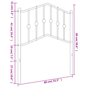 Hoofdbord 75 cm metaal wit 8721012211735 6