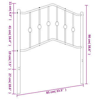 Hoofdbord 80 cm metaal zwart 8721012211254 6