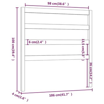 Hoofdbord 106x4x100 cm massief grenenhout grijs 8720286946701 6