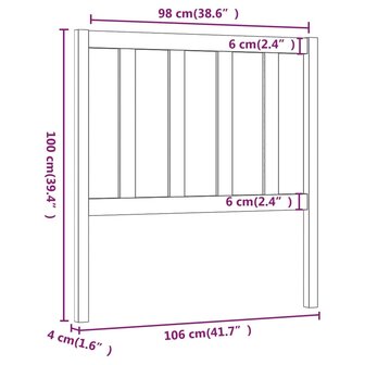 Hoofdbord 106x4x100 cm massief grenenhout grijs 8720286947708 6