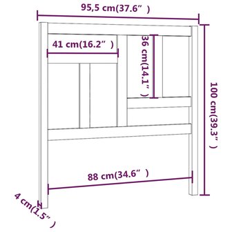 Hoofdbord 95,5x4x100 cm massief grenenhout zwart 8720287008354 6