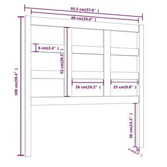 Hoofdbord 95,5x4x100 cm massief grenenhout wit 8720286949146 6