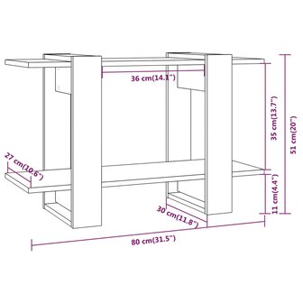 Boekenkast/kamerscherm 80x30x51 cm zwart 8720286842874 7