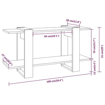 Boekenkast 100x30x51 cm bewerkt hout grijs sonoma eikenkleurig 8720286844014 6