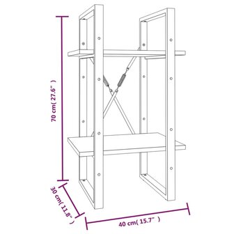 Boekenkast 2-laags 40x30x70 cm bewerkt hout grijs sonoma eiken 8720287088073 7