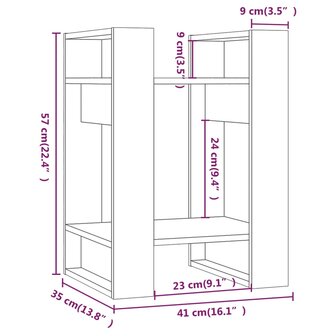 Boekenkast/kamerscherm 41x35x57 cm massief grenenhout grijs 8720286904947 8