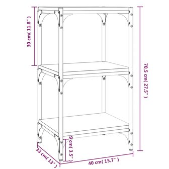 Boekenkast 40x33x70,5 cm bewerkt hout en staal bruin eikenkleur 8720287196938 9