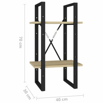 Boekenkast met 2 schappen 40x30x70 cm bewerkt hout sonoma eiken 8720286567005 7