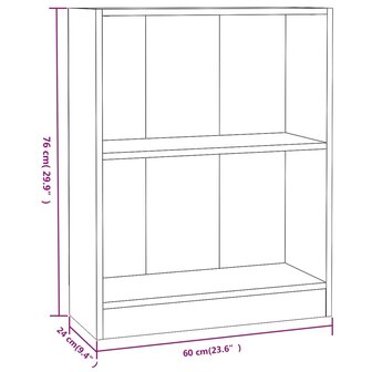 Boekenkast 60x24x76 cm bewerkt hout grijs sonoma eikenkleurig 8720286931509 6