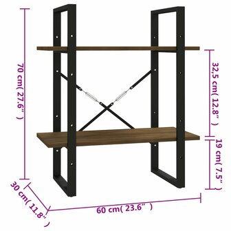 Boekenkast 60x30x70 cm bewerkt hout bruineikenkleurig 8720287088141 7