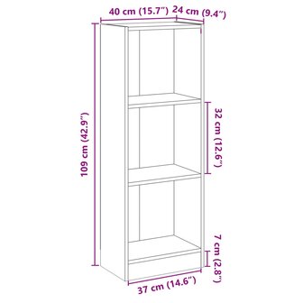 Boekenkast met 3 schappen 40x24x109 cm bewerkt hout sonoma eik 8719883787350 7