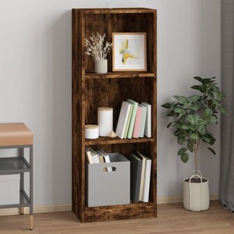 Boekenkast 3-laags 40x24x109 cm bewerkt hout gerookt eikenkleur 8720845693336 1