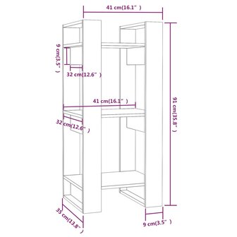 Boekenkast/kamerscherm 41x35x91 cm massief grenenhout 8720286904978 8