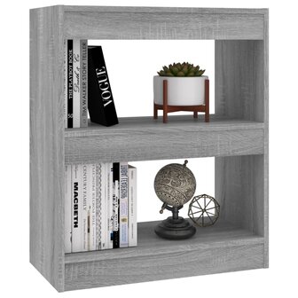 Boekenkast/kamerscherm 60x30x72 cm grijs sonoma eikenkleurig 8720286844311 4