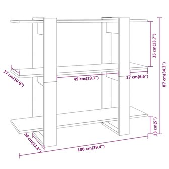 Boekenkast/kamerscherm 100x30x87 cm gerookt eikenkleurig 8720286843970 7