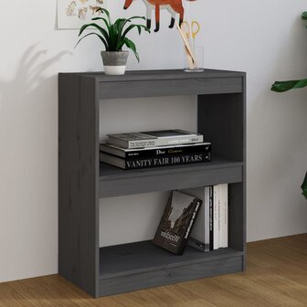 Boekenkast/kamerscherm 60x30x71,5 cm massief grenenhout grijs 8720286608609 3