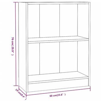 Boekenkast 60x24x76 cm bewerkt hout hoogglans wit 8719883787657 6