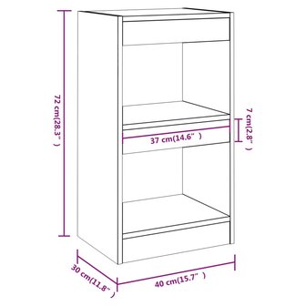 Boekenkast/kamerscherm 40x30x72 cm wit 8720286842911 7